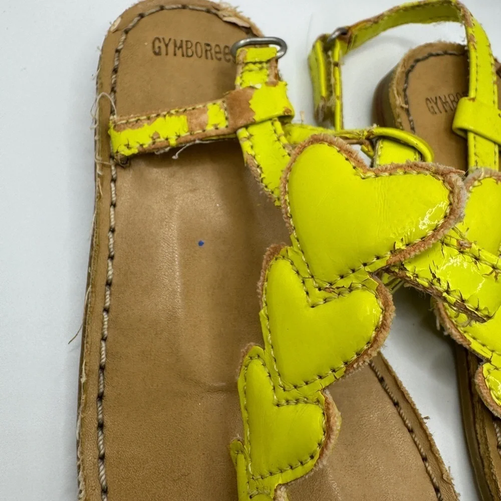 Gymboree Toddler Girl Size 9 Brown & Yellow Heart Sandals Flip Flops